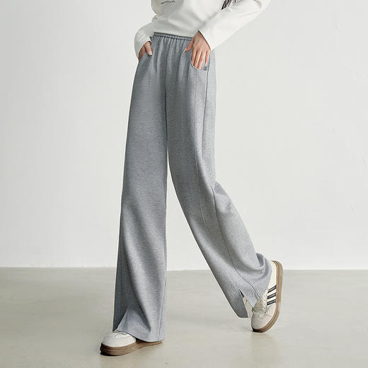 【专属特价】熙世界黑色运动阔腿香蕉裤2025夏季新款高腰休闲卫裤窄版直筒裤 商品图2