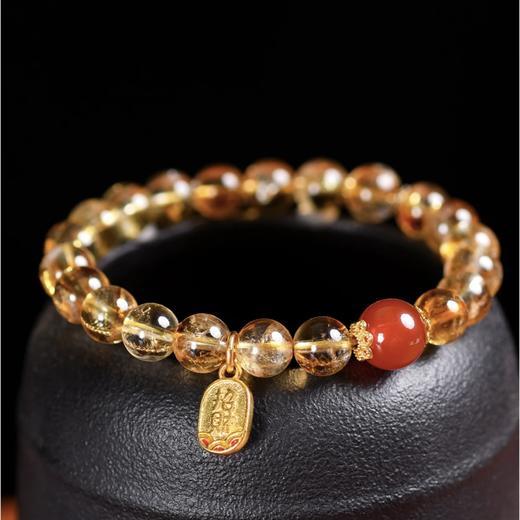 【丹辉·黄水晶红玛瑙手串】黄水晶手串女设计款 配饰红玛瑙简约女黄水晶手链 商品图8