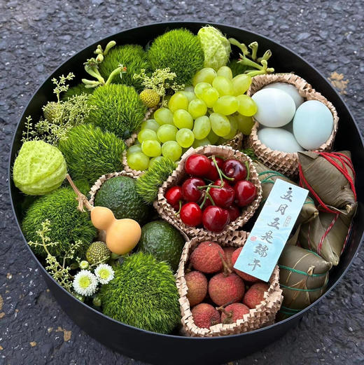 《青青子衿》端午节粽子水果中号礼盒直径38厘米 商品图0