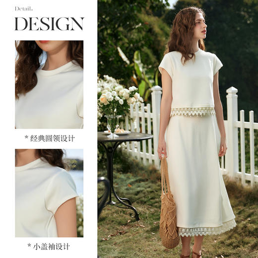 OLrain欧芮儿白色法式度假时尚套装女夏季2025新款修身显瘦两件套 商品图4