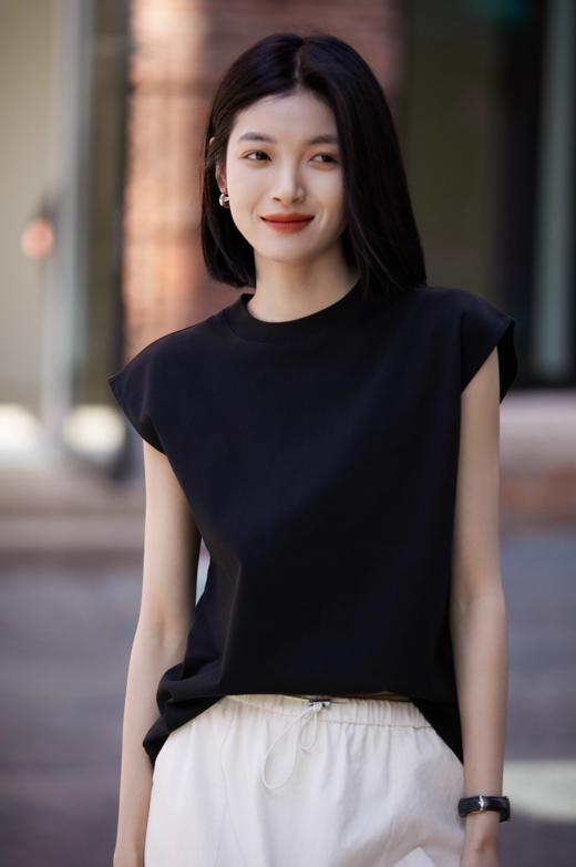 白露同款纯棉280g重磅宽松无袖T恤背心女夏季休闲百搭透气 商品图4