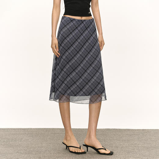 Ariseism  美式复古灰色格纹半身裙女夏季新款修身包臀裙子 商品图2