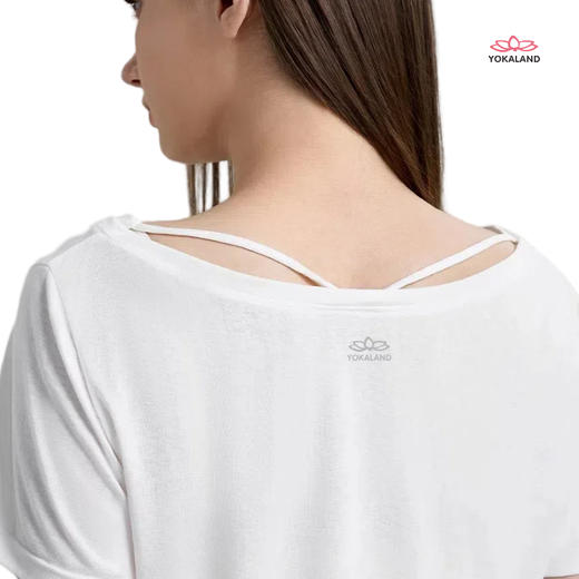 yokaland优卡莲薄款V领运动t恤ATW008春夏裸感健身短袖宽松透气普拉提瑜伽服（无胸垫） 商品图2