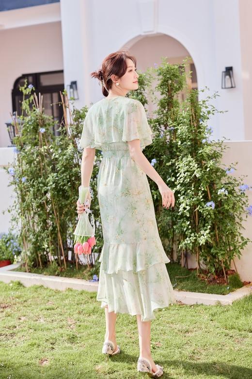 Le Malene 浪漫绿色花朵印花连衣裙 20258 商品图5
