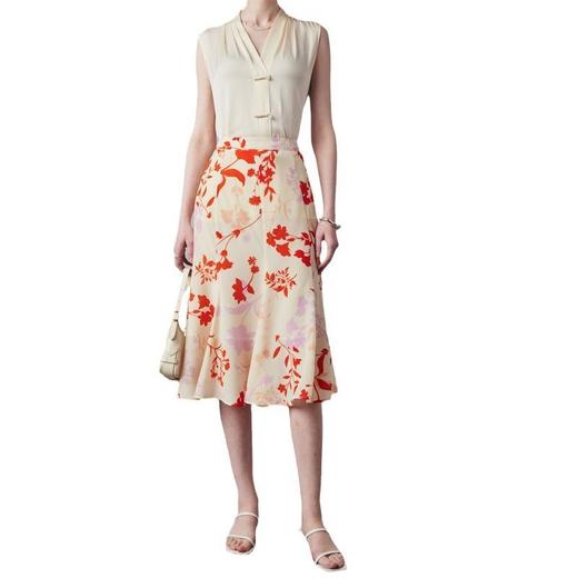 全新升级【铂金会员330/天猫439/差价109】(34101)洛诗琳真丝半身裙女2025春夏新款双绉印花鱼尾桑蚕丝裙子 商品图4