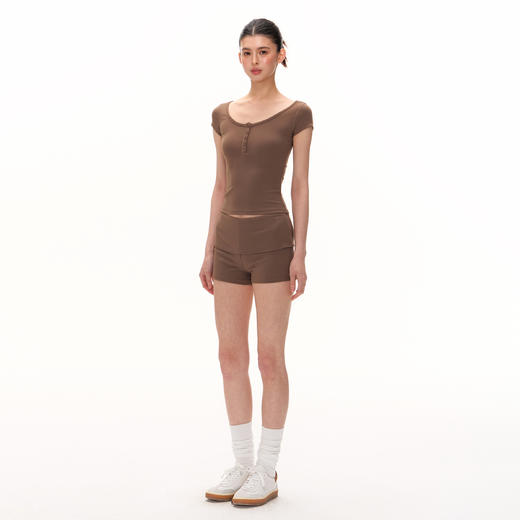 Ariseism  纯色舒适短袖t恤女短裤套装夏季新款修身两件套 商品图3