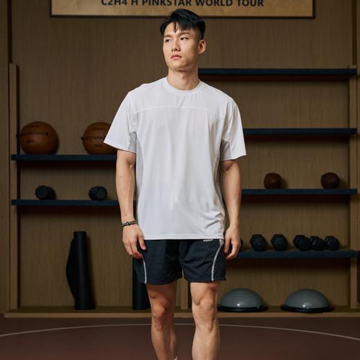 录士LUSHISI掠光主题轻薄透气速干休闲圆领美式复古拼接训练短袖t 商品图4