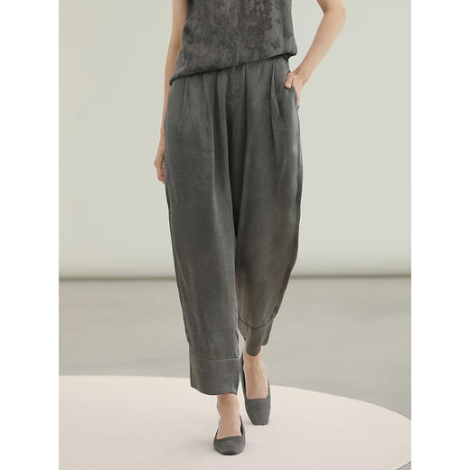 COCOBELLA清冷侘寂风仿香云纱风格小脚裤女垂感休闲裤PA7033 商品图2