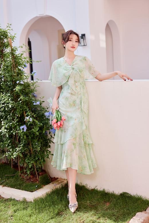 Le Malene 浪漫绿色花朵印花连衣裙 20258 商品图2