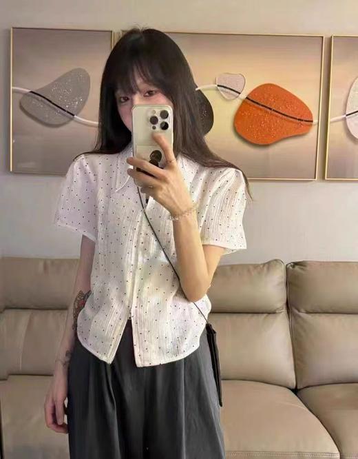 8.9秒杀【节日特卖】5633波点腰部抽褶短袖上衣-喜出 商品图0