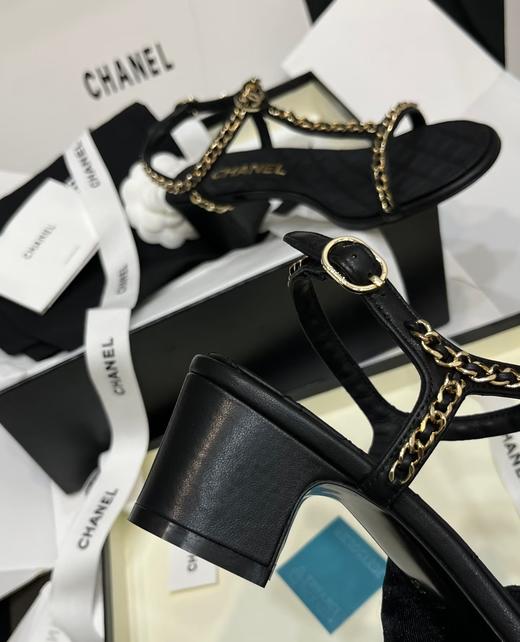 香奶奶新款链条小羊皮方跟凉鞋 商品图8