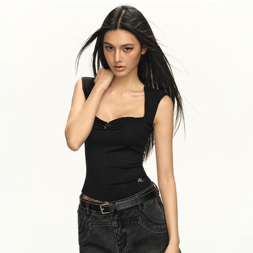 Ariseism  美式复古辣妹修身设计感短袖T恤女夏季新款显瘦上衣 商品图1