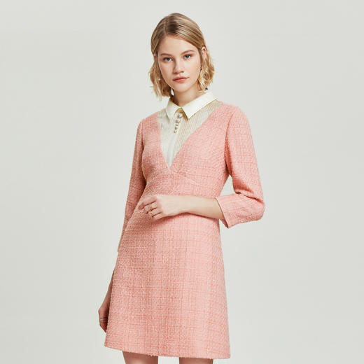 1C695051308236 奥丽嘉朵OBBLIGATO奥丽嘉朵新款V领手工钉珍珠钻扣连衣裙1C69505130 商品图1