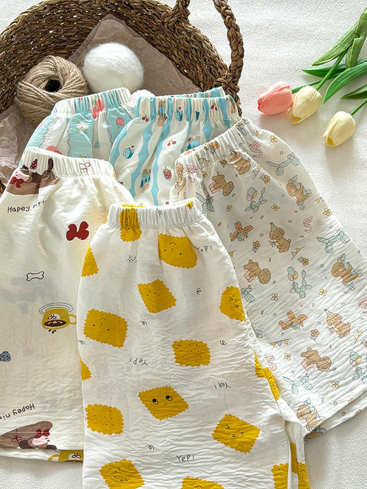 【萌宝夏日居家服🌈】清凉舒适的卡通云朵睡衣套装💖 宝宝爱穿，妈妈放心！儿童夏季家居服套装 女童卡通云朵棉睡衣 男宝宝短袖短裤印花空调服 商品图4