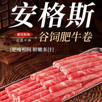 民维大牧汗安格斯谷饲调理肥牛卷1斤 涮火锅食材 生鲜牛肉 商品图3