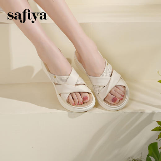 Safiya/索菲娅2025露趾羊皮厚底休闲外穿百搭轻便一脚蹬凉拖鞋SFD2110409 商品图2