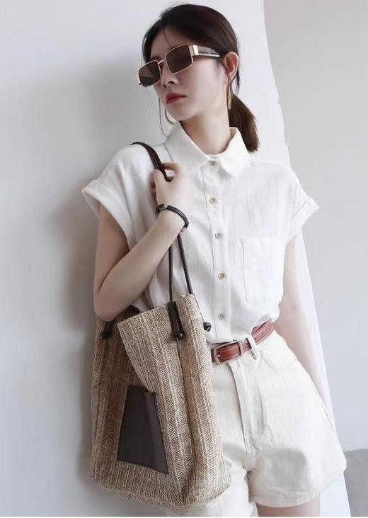 【夏季新款短袖Polo领小衬衫 】好穿不闷热！ 宽松版型+小飞袖，遮住肉肉塑造直角肩 商品图3