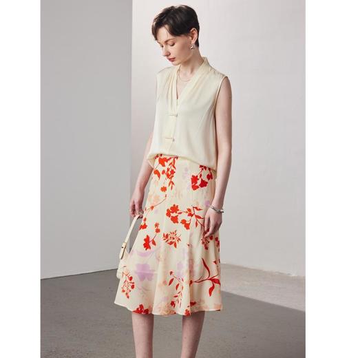 全新升级【铂金会员330/天猫439/差价109】(34101)洛诗琳真丝半身裙女2025春夏新款双绉印花鱼尾桑蚕丝裙子 商品图2