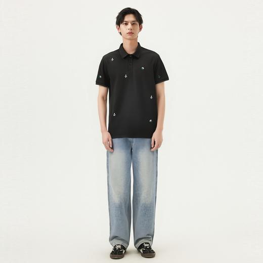 gxg.jeans男装 多色满身刺绣休闲时尚通勤翻领短袖polo衫25夏热卖 商品图3