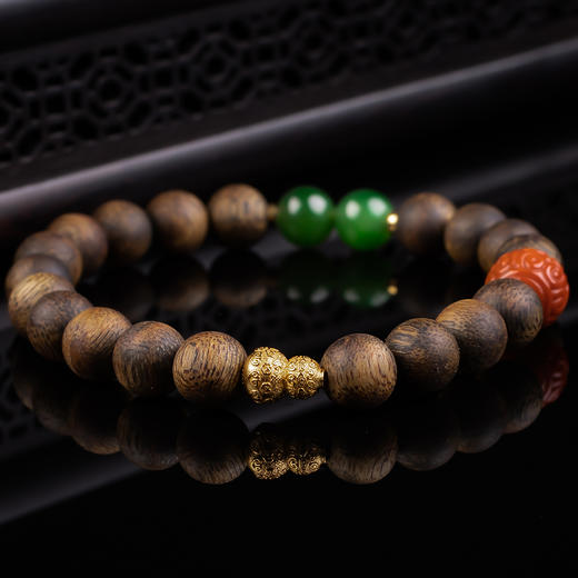 XY0371沉香+南红回纹珠碧玉手串 商品图7