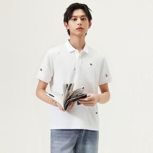 gxg.jeans男装 多色满身刺绣休闲时尚通勤翻领短袖polo衫25夏热卖 商品图1