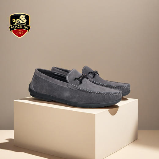 豪麟名鞋迪嘉男鞋商务鞋牛反绒面革DJWTA51MS001灰色 商品图1