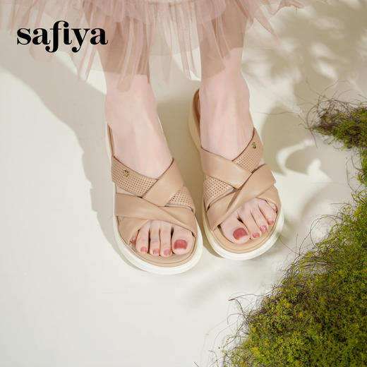 Safiya/索菲娅2025露趾羊皮厚底休闲外穿百搭轻便一脚蹬凉拖鞋SFD2110409 商品图5