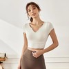跃牌【轻匀系列】NS裸感瑜伽服短袖带胸垫性感V领健身背心运动T恤女TXB1440 商品缩略图0