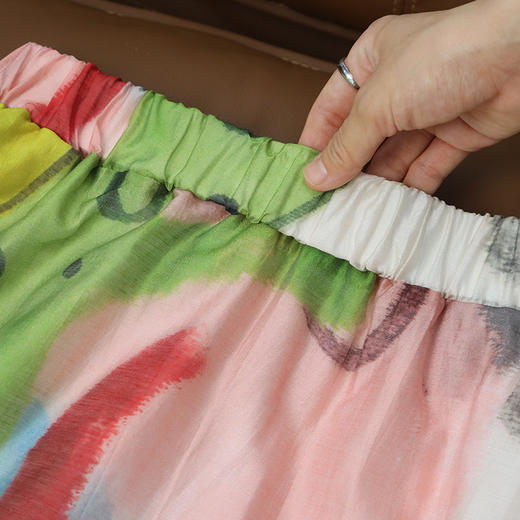 （小眠专属）夏日油画天丝亚麻半身裙C1225048（下单3-7天发货） 商品图2