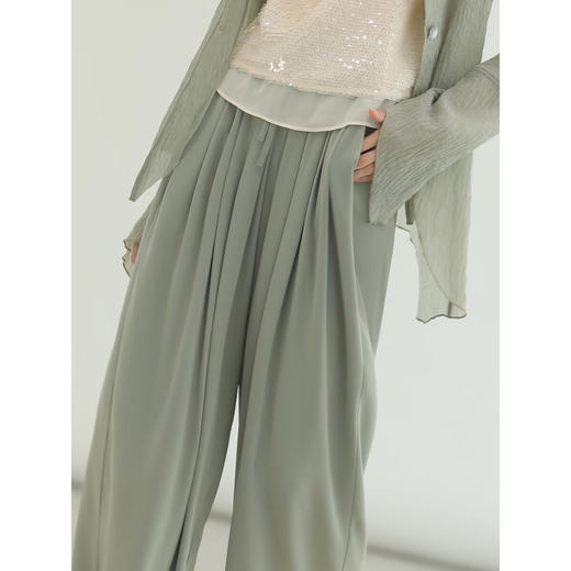 COCOBELLA[凉感]重工捏褶木耳腰休闲裤女大码奶奶裤PA3071-3 商品图2