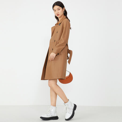 8C611090267344  音儿YINER  YINER音儿商场同款女装2021春季新款中长款双排扣真皮皮衣 44码（无腰带） 商品图3