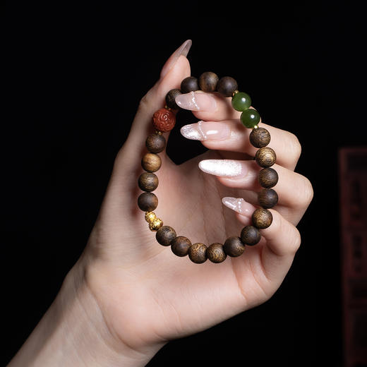 XY0371沉香+南红回纹珠碧玉手串 商品图5