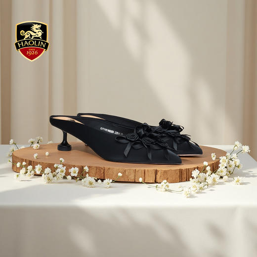 豪麟名鞋奥莱迪嘉女鞋半凉鞋牛皮革DJYYO51WB203黑色  原价1660元 商品图1
