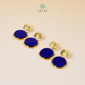 DS925青金石耳钉-青金石圆牌耳钉15mm