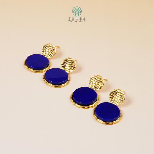 DS925青金石耳钉-青金石圆牌耳钉15mm 商品图0