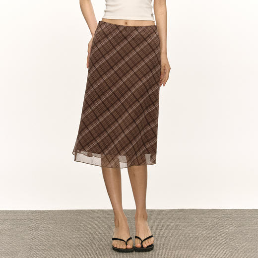 Ariseism  美式复古灰色格纹半身裙女夏季新款修身包臀裙子 商品图1