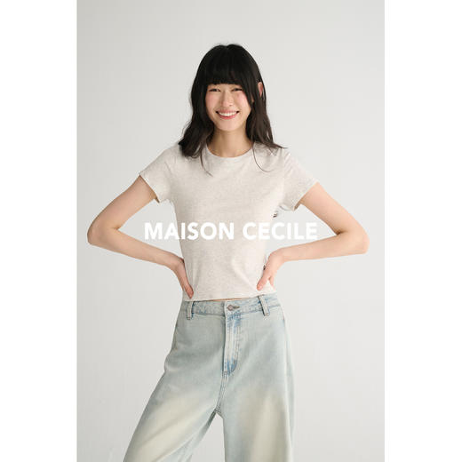 MAISON CECILE基础bi入/夏季修身短款百搭显瘦显比例圆领T恤上衣 商品图4