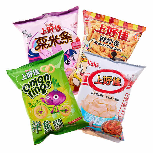 【休闲零食】上好佳虾条/虾片/洋葱圈/粟米条 多口味可选  30g/袋 商品图0