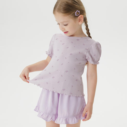 马克珍妮女童满底碎花软弹短袖T恤 宝宝上衣2025年春夏新款550738 商品图3