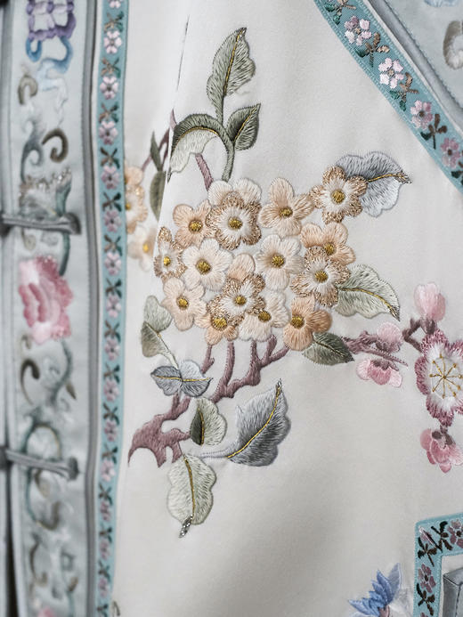 盛唐牡丹大师系列| 花团锦簇重缎手绣马甲-淡蓝 商品图2