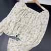 【节日特卖】3221 白色黄碎花长袖抽绳系带领上衣-喜出 商品缩略图1