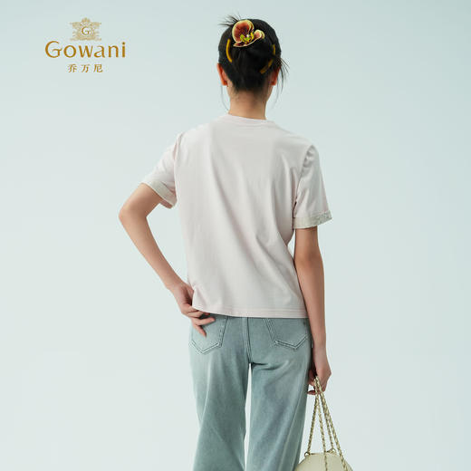 乔万尼新品棉t恤宽松刺绣圆领上衣ED2C412 商品图4