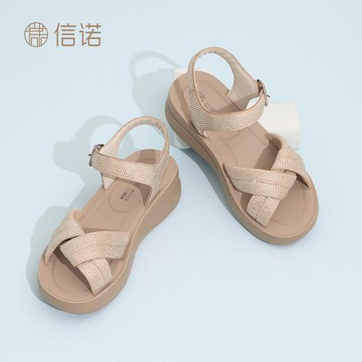 信诺舒适软底女鞋子厚底运动凉鞋女夏季新款罗马风凉鞋轻便妈妈鞋5L950-56 商品图5