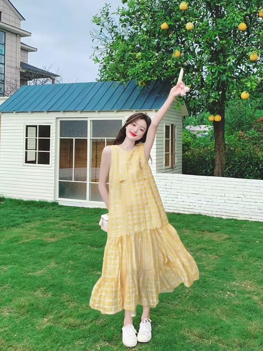 【限八一促】【节日特卖】1503肌理泡泡长款背心裙-喜出 商品图0