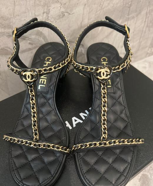 香奶奶新款链条小羊皮方跟凉鞋 商品图6