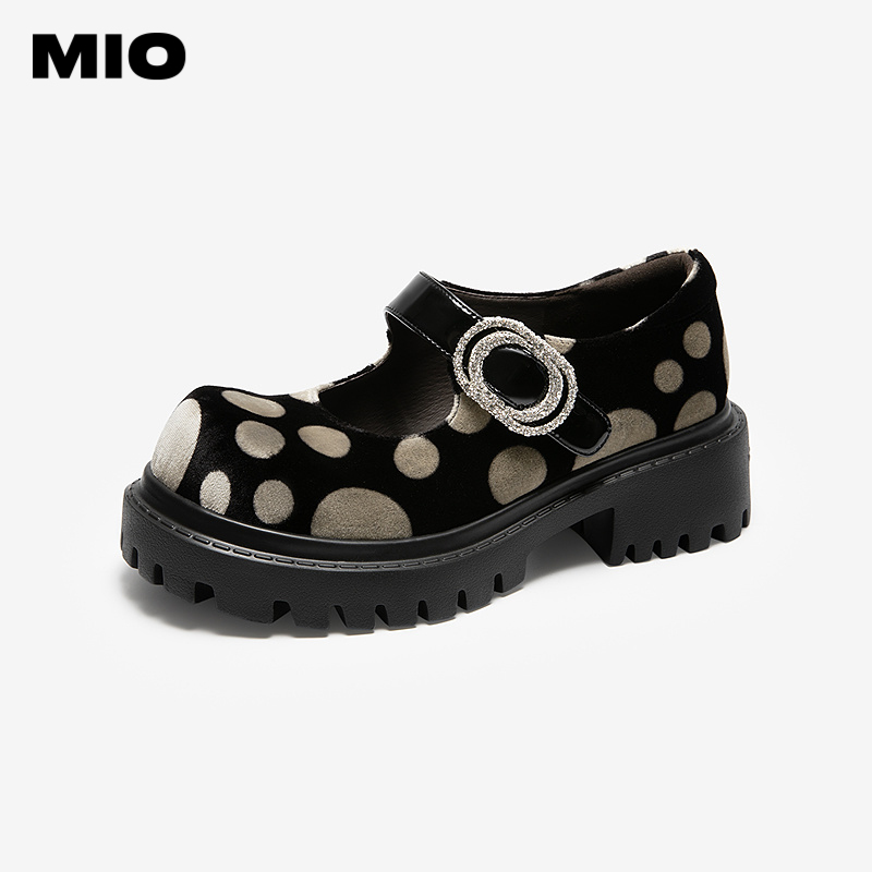 MIO米奥玛丽珍鞋时尚波点魔术贴厚底增高5cm单鞋女M254552104