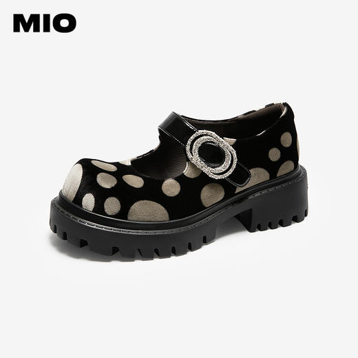 MIO米奥玛丽珍鞋时尚波点魔术贴厚底增高5cm单鞋女M254552104 商品图0