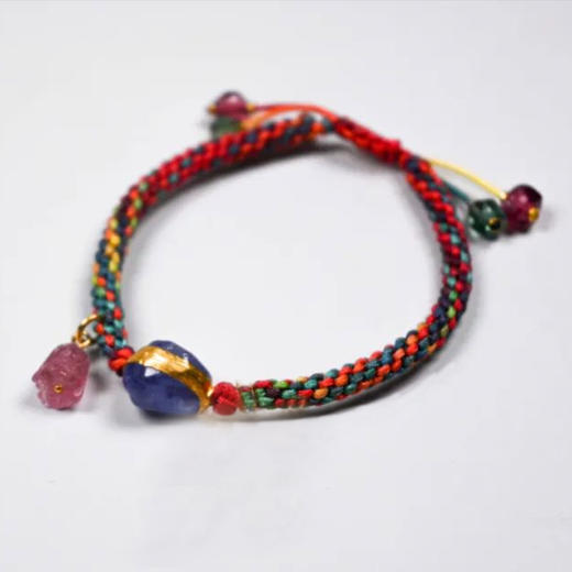 五福瑞彩编织足金坦桑碧玺手环（手围4.5-5.5cm） 商品图1