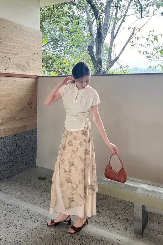 Le Malene 新中式竹叶印花半裙 20287 商品图3