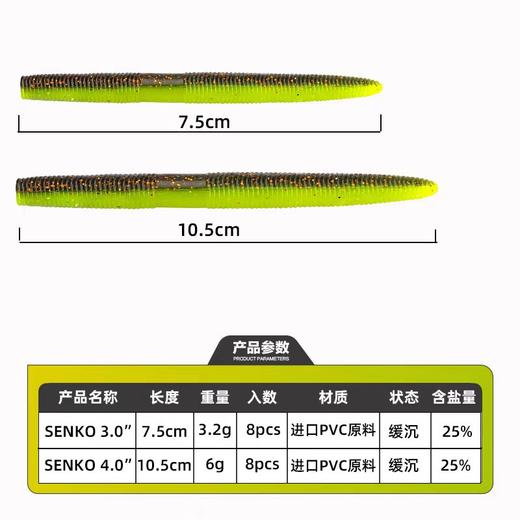 驯鱼高手senko面条虫沉水软饵倒钓黑坑插铅鲈鱼面条虫无铅钓组饵 商品图1